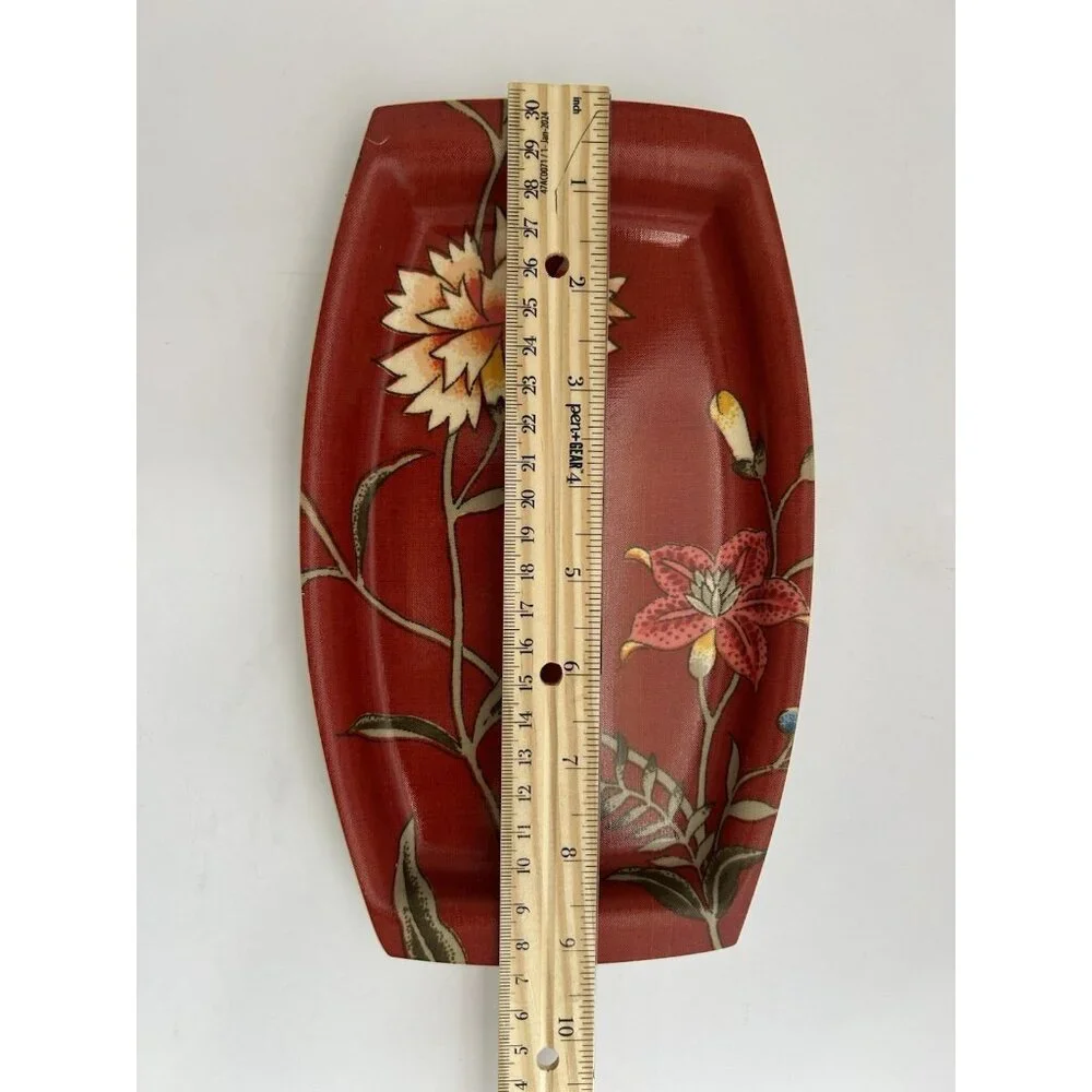 6 Plates Match Mates International Laminations Floral Red Luncheon Fancy Picnic - Picture 5 of 13